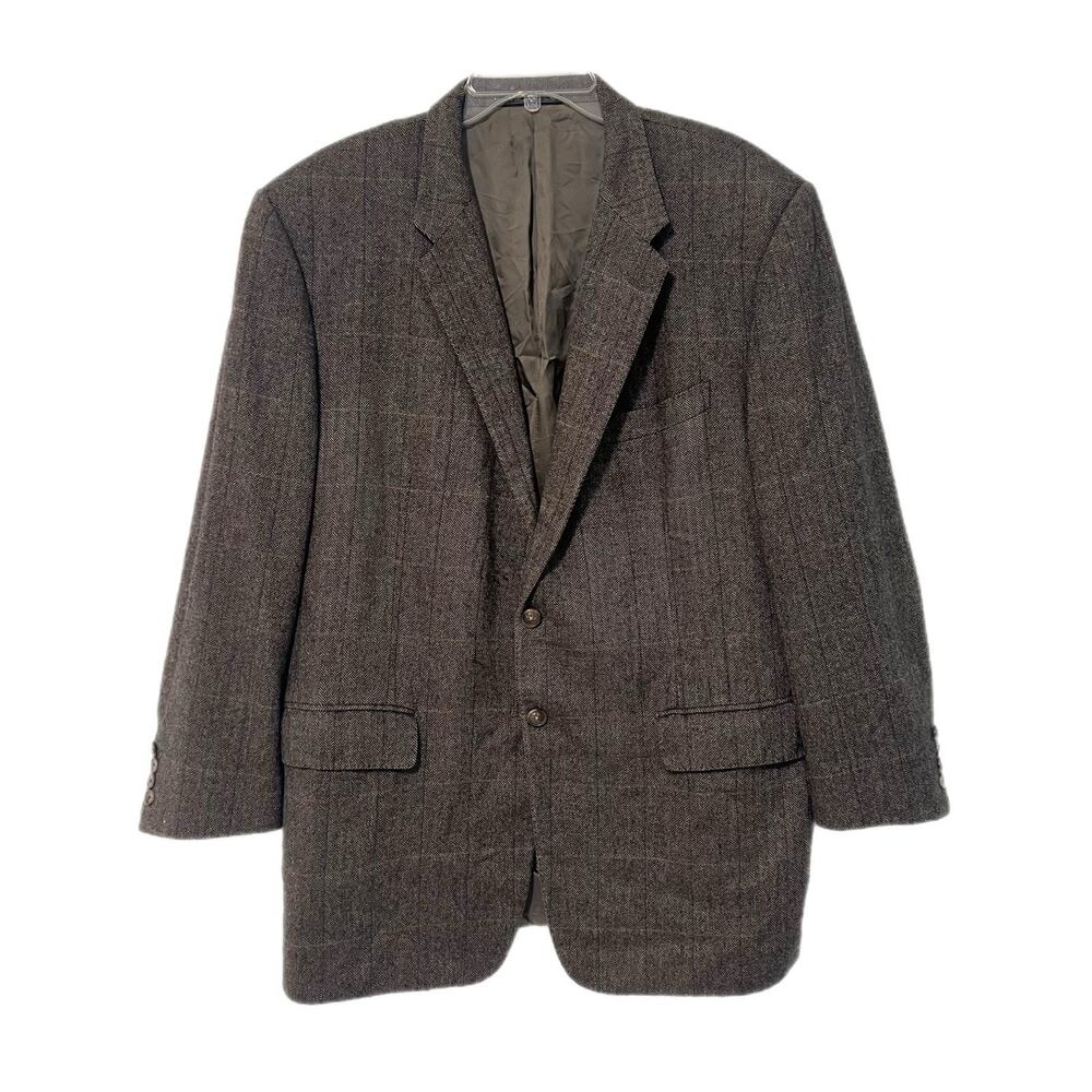 Corneliani Wool Camel Silk Tweed Blazer Brown Jacket 56R Herringbone Italy
